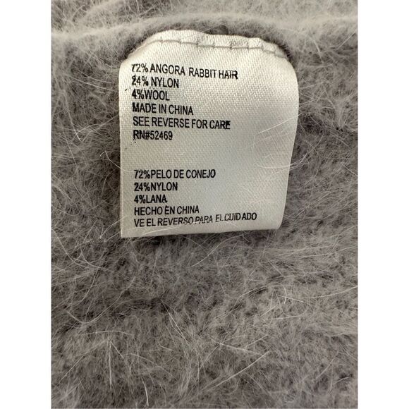 Angora gray scarf with fringe size 53” long #15-1766 - Picture 4 of 5